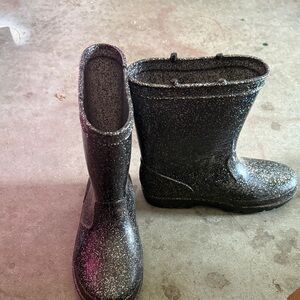 Jelly Beans Black Glitter Kids Rain Boots